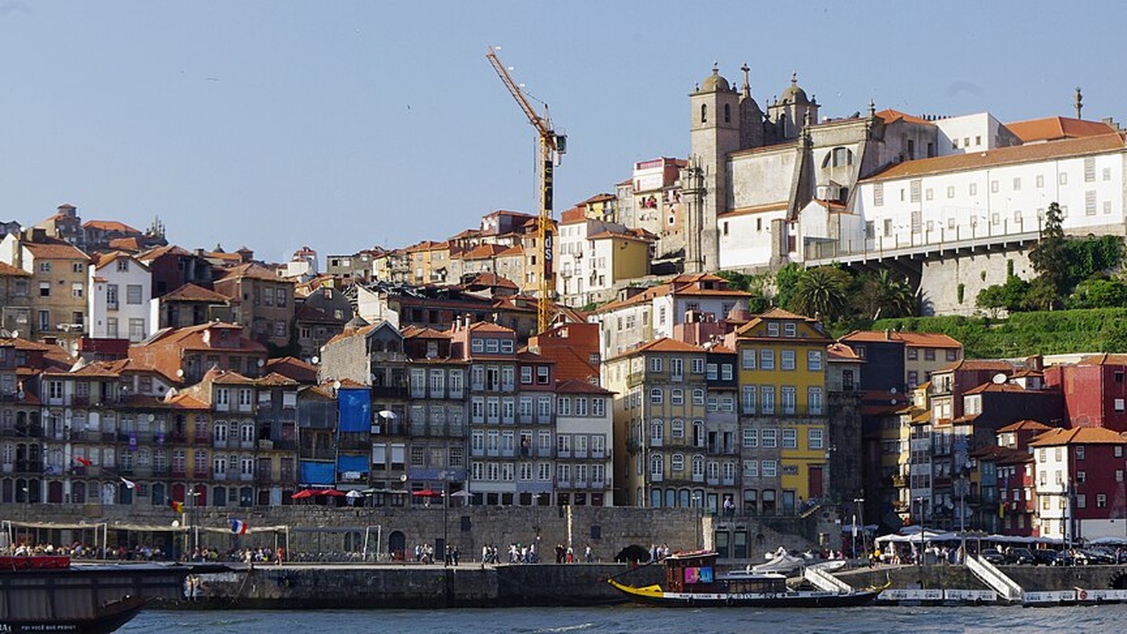 Colorful Ribeira waterfront beside the Douro River in Porto