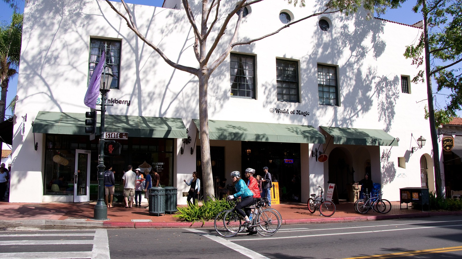 Sunny palm-lined State Street in Santa Barbara