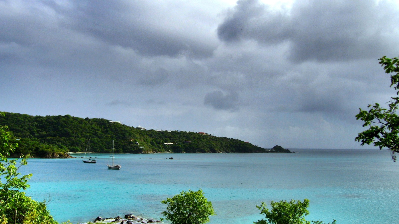 Turquoise water and green hills on the East End of St. John USVI