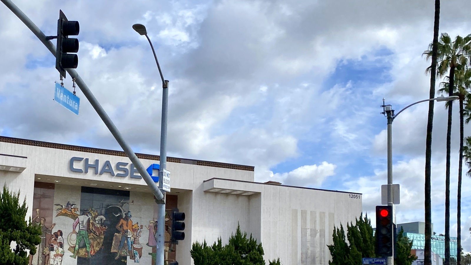 Ventura Boulevard streetscape in Studio City, Los Angeles.