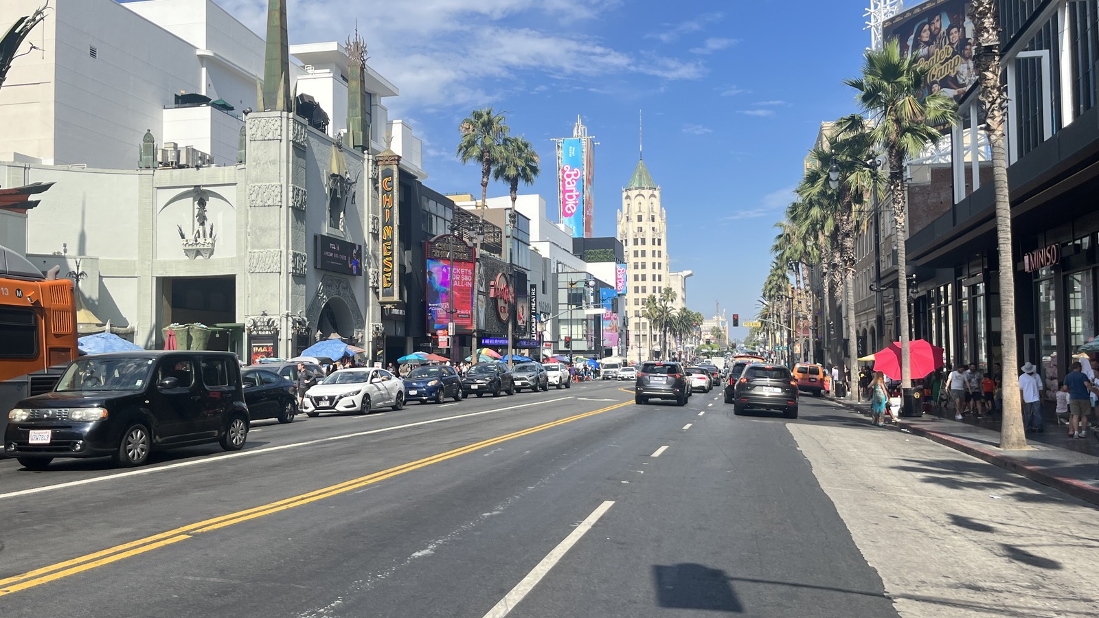 Hollywood Boulevard streetscape in Hollywood, Los Angeles.