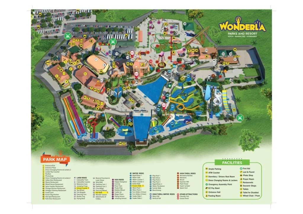 Wonderla Kochi complete operator map sheet