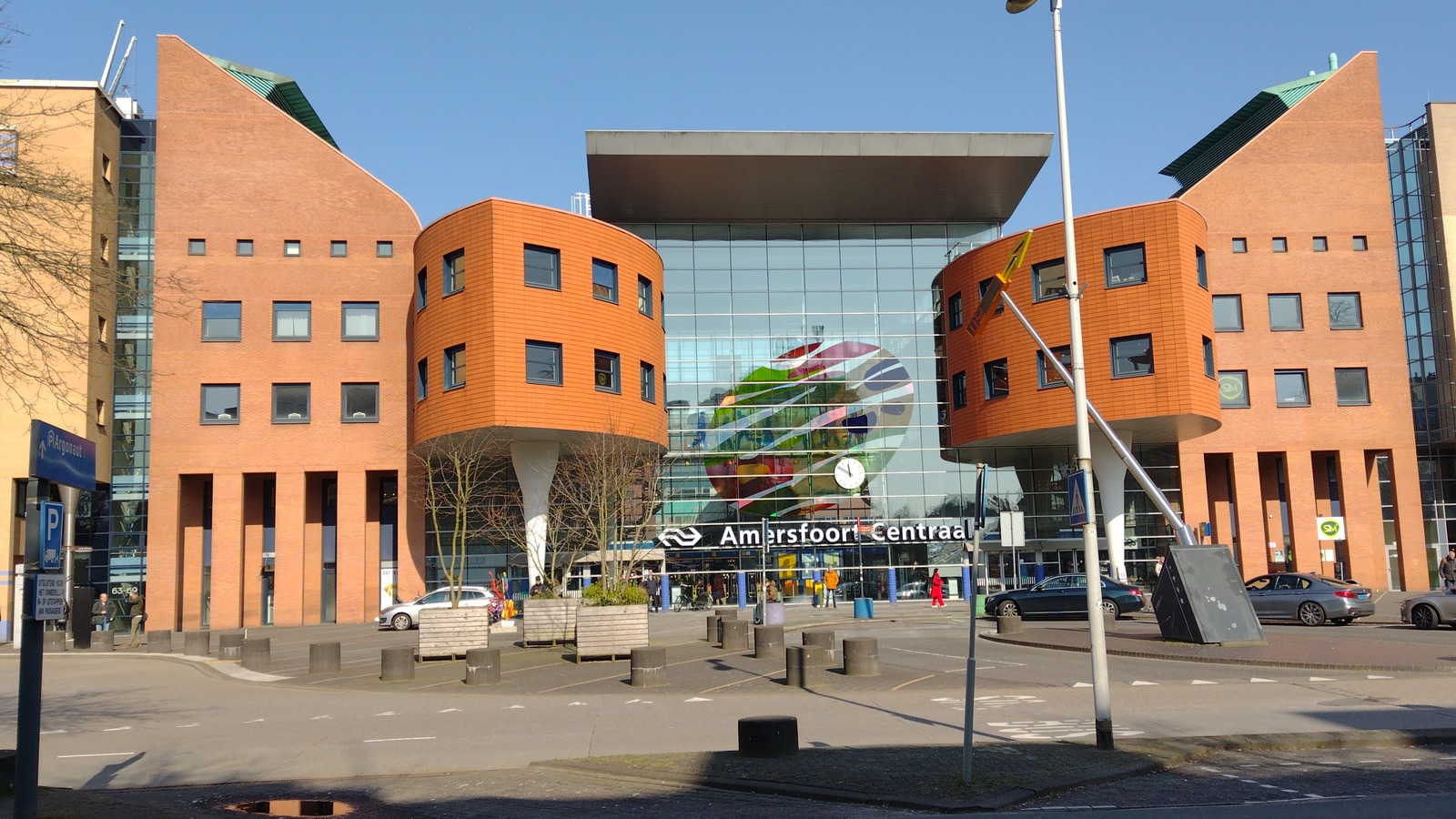 Exterior of Amersfoort Centraal station building on a clear day