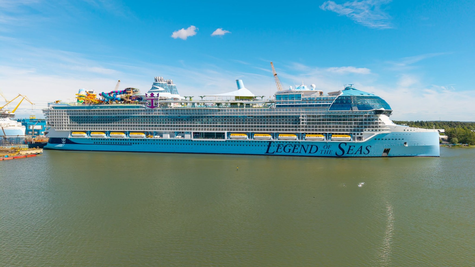 Royal Caribbean Legend of the Seas, an Icon-class cruise ship, moored at Meyer Turku shipyard in Finland in June 2026
