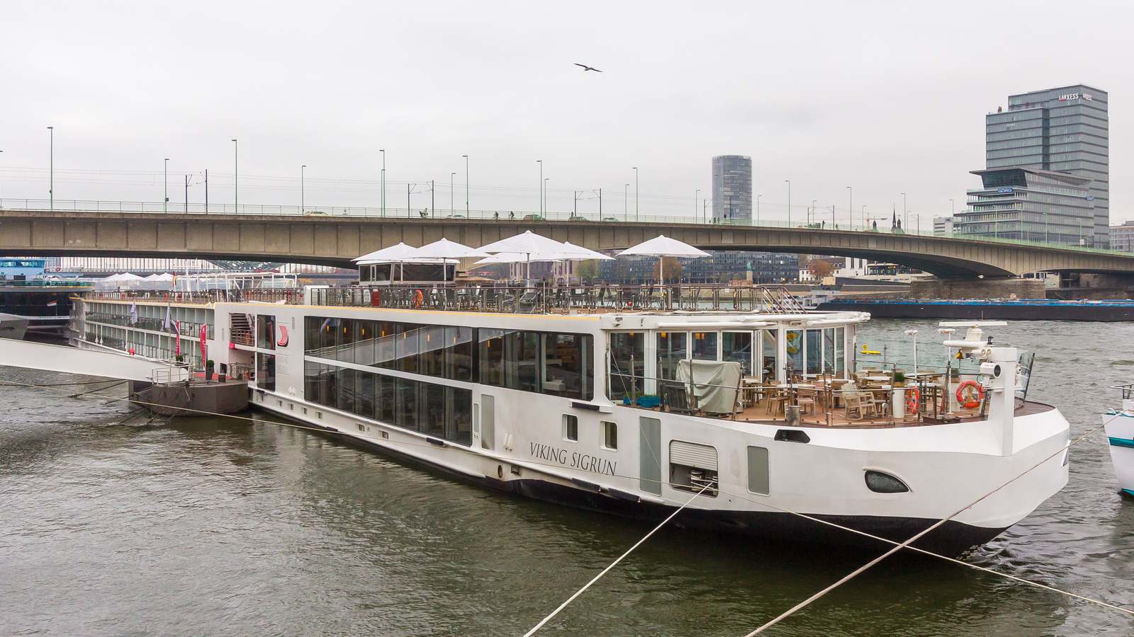 Viking river ship Viking Sigrun, a sister of the new Viking Rota, docked on the Rhine in Cologne