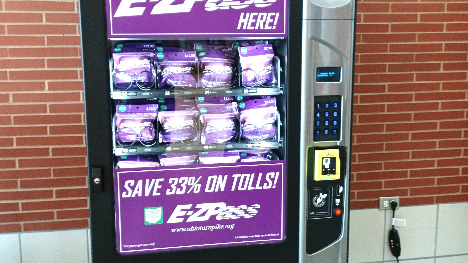 Ohio Turnpike E-ZPass transponder vending machine at a service plaza