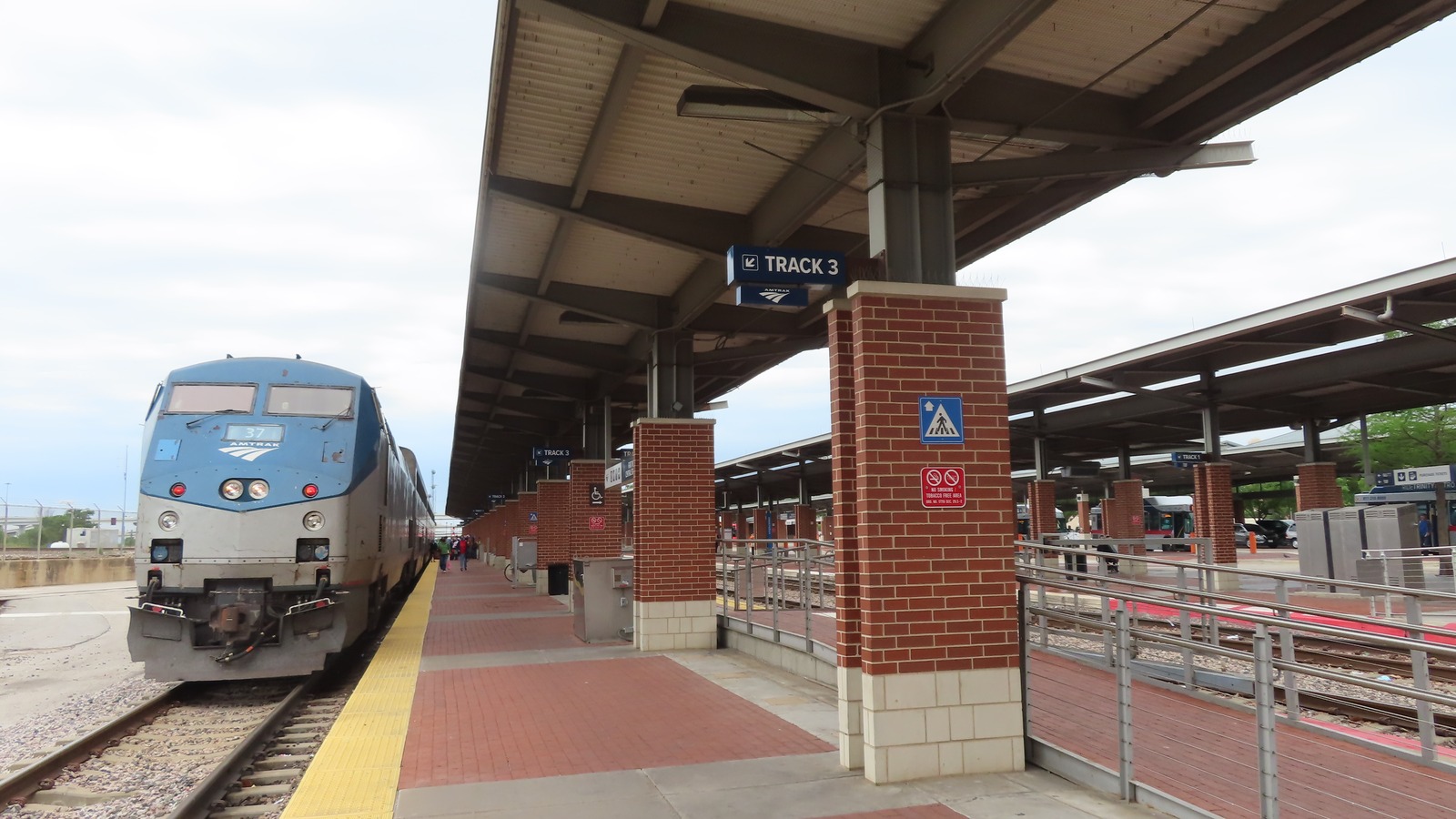 Heartland Flyer at Fort Worth Central Station in April 2022; historical route image, not the October 2026 Oklahoma platform upgrades