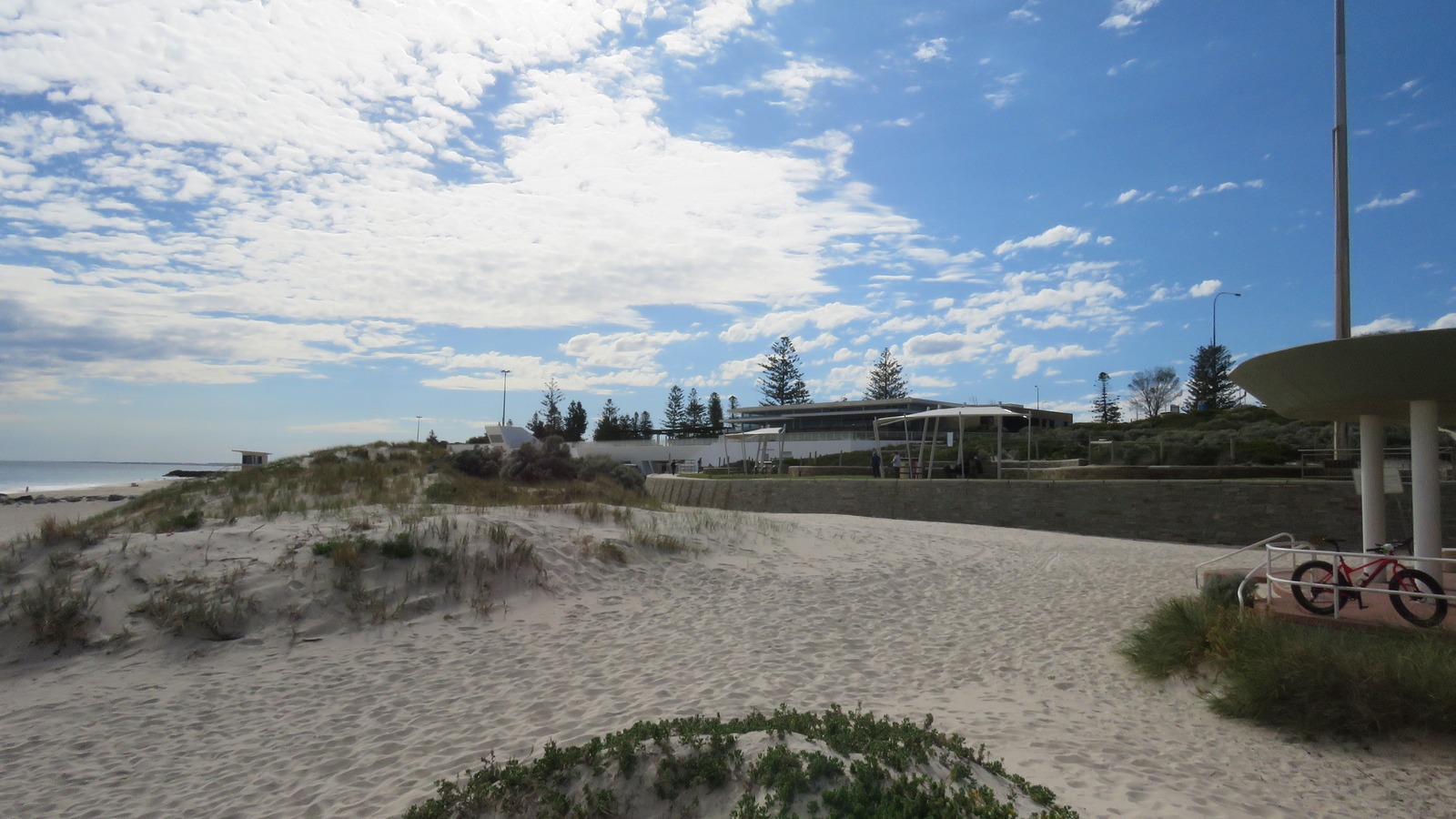 City Beach and Floreat Beach precinct in Perth, with dunes, beach buildings and the ocean under a bright sky