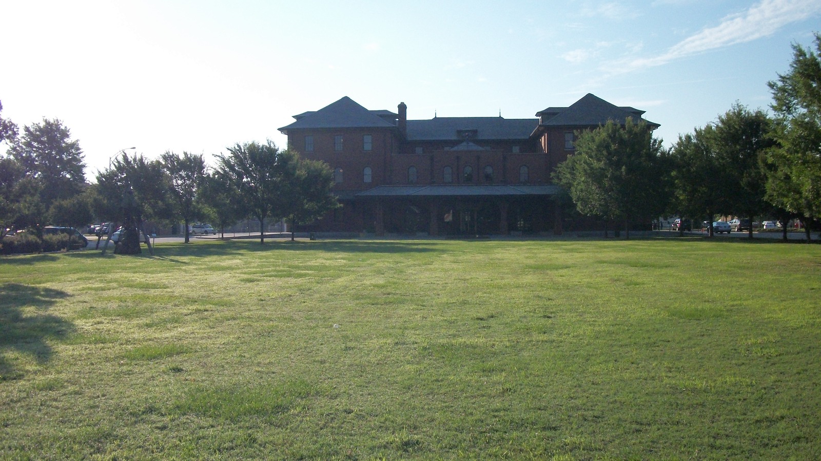 Brick Helen P. Gay Rocky Mount Amtrak station seen across the front lawn