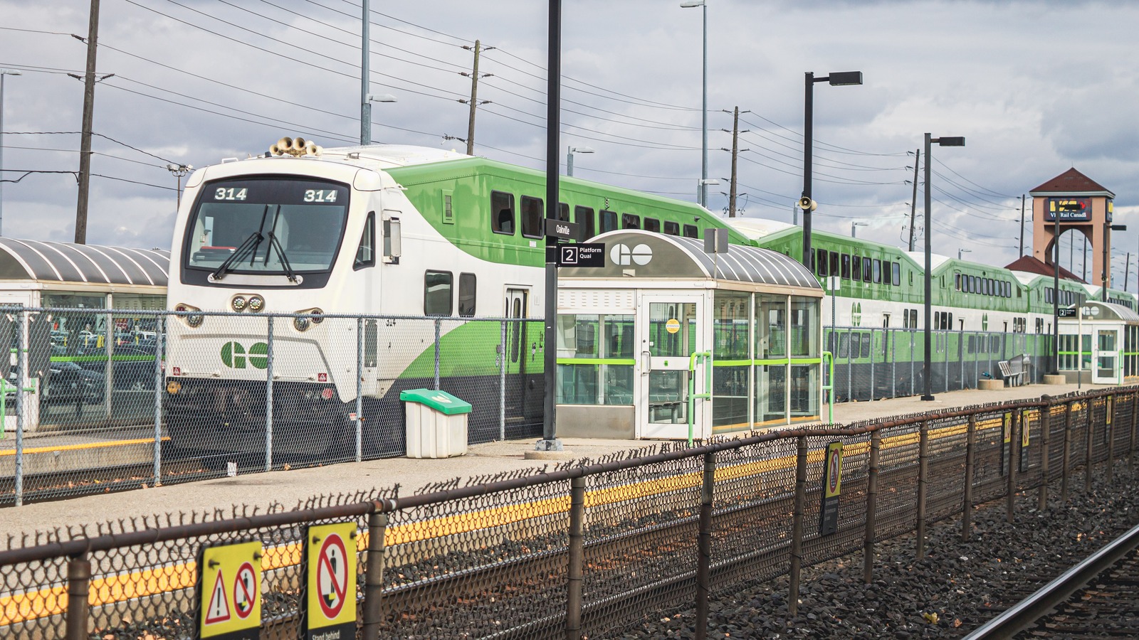 GO train at Oakville station photographed November23 2025, archival networkcontext rather than October2026construction or currentoperatingservice
