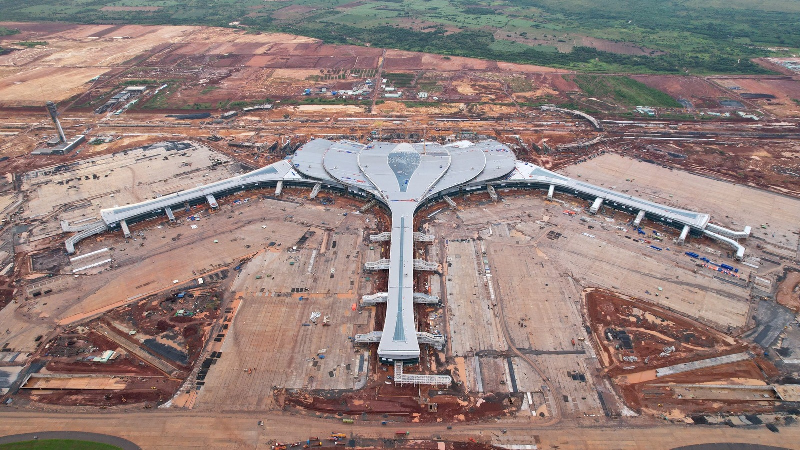Aerial view of Long Thanh International Airport passenger terminal in Dong Nai, Vietnam