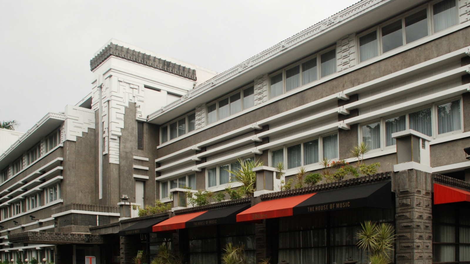 Art Deco facade of Grand Hotel Preanger on Jalan Asia Afrika in Bandung