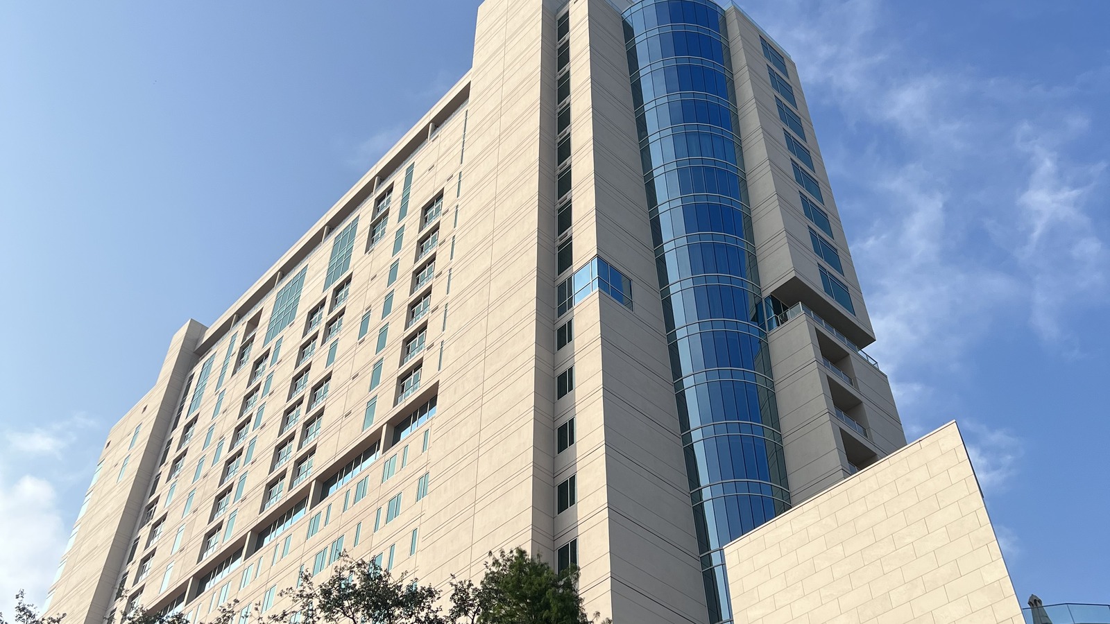 Exterior of the Thompson Hotel San Antonio and Arts Residences building, photographed in 2023