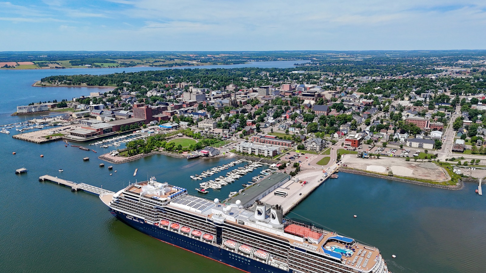 Zuiderdam in Charlottetown, Canada, on July 1, 2025, an archive view of the ship assigned to the 2027 Pan Am centennial voyage.