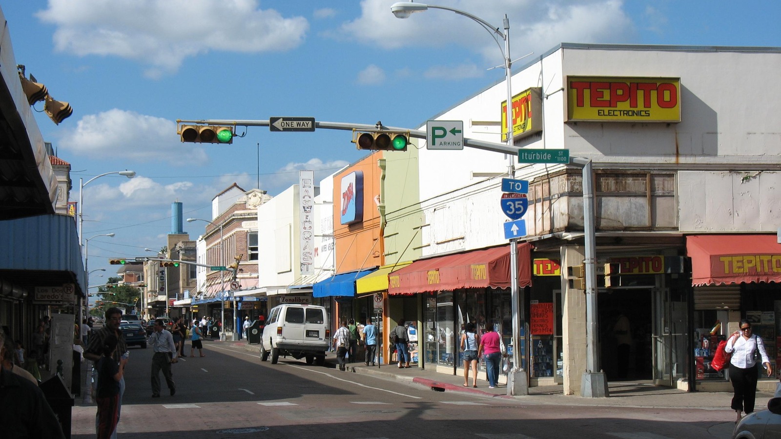Downtown Laredo, Texas, at Covent and Iturbide Streets near the city center affected by Garden Street closures