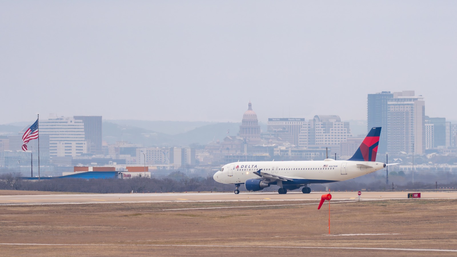 Daytime exterior view of Austin-Bergstrom International Airport