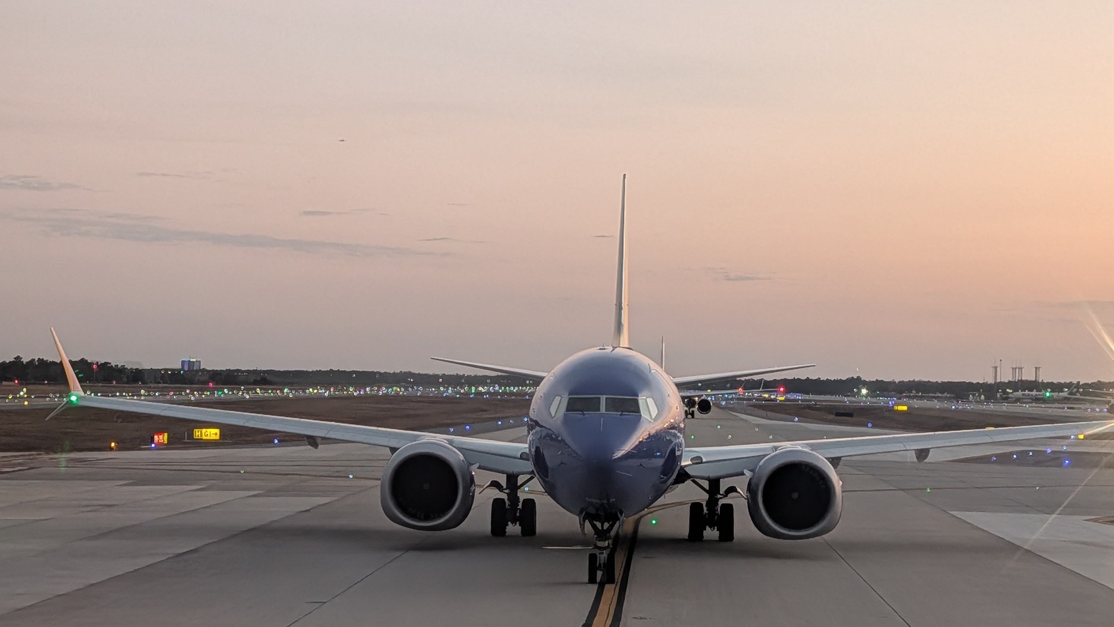 Southwest Airlines aircraft on a taxiway at Orlando International Airport