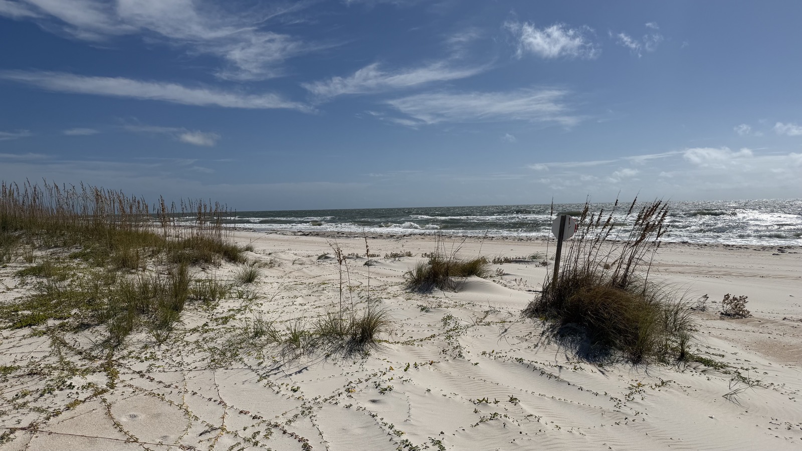 White sand dunes and surf at St. George Island State Park on Florida's Franklin County coast