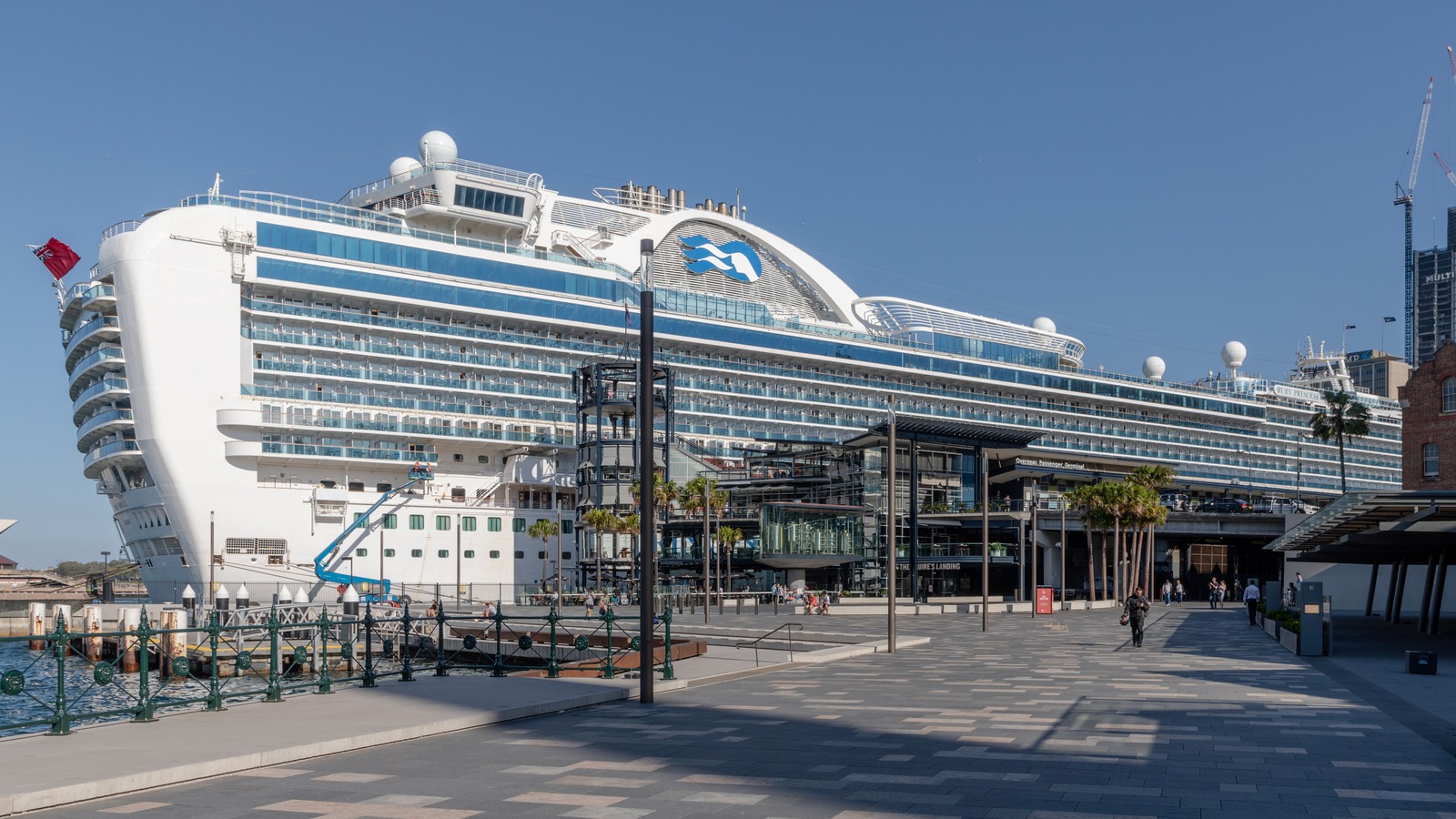 Ruby Princess berthed at the Overseas Passenger Terminal in Sydney Harbour on a clear day, illustrating an international cruise ship at an Australian port (2019 photo).