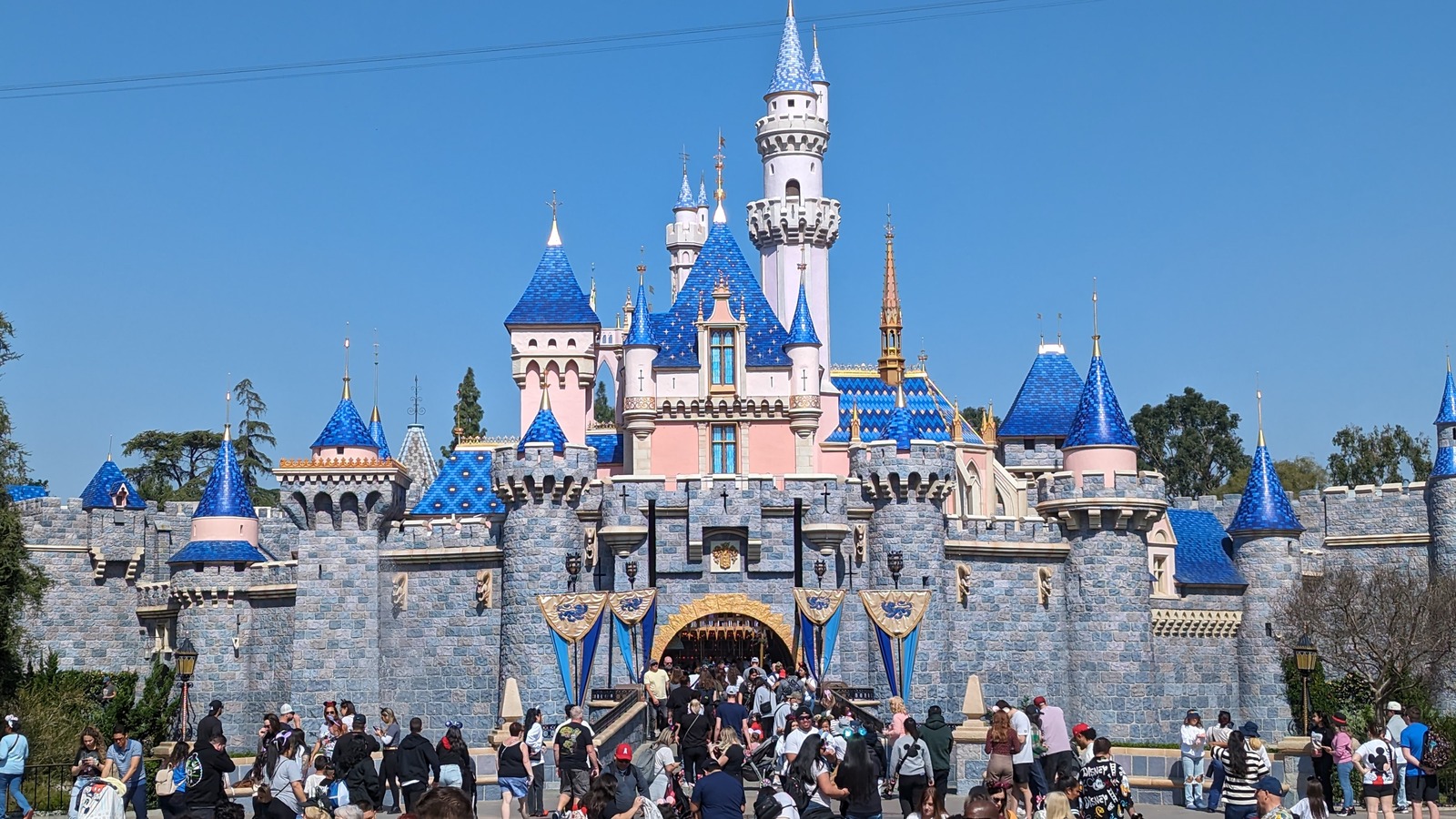 Sleeping Beauty Castle at Disneyland Resort in Anaheim, California, photographed in February 2024
