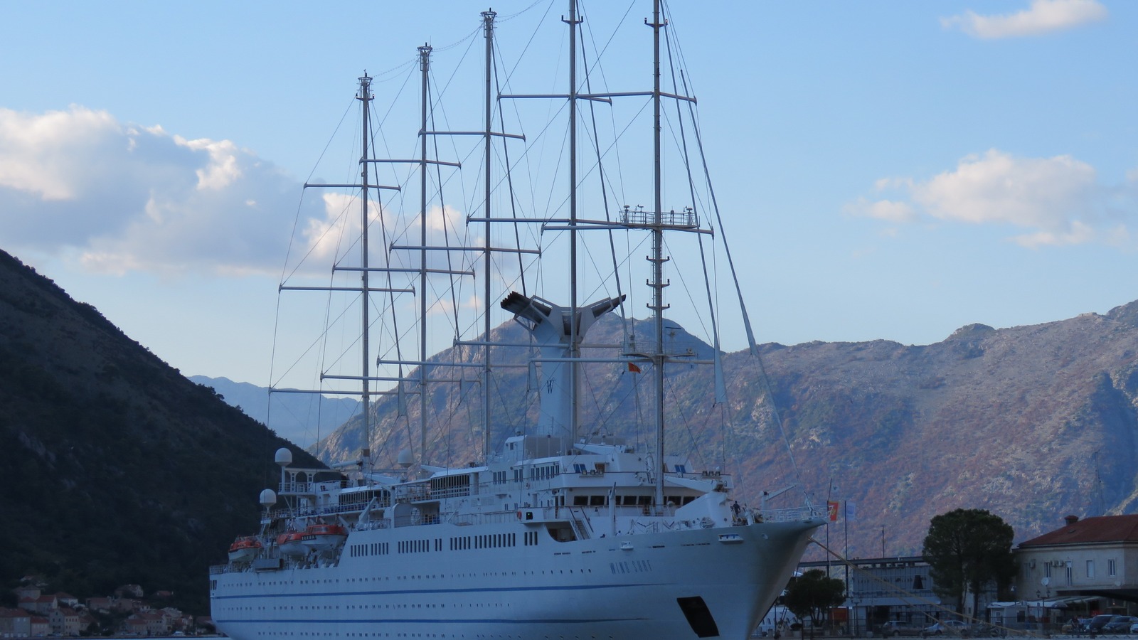 Wind Surf at anchor in Kotor, Montenegro, in September 2022; historical ship context, not a Caribbean sailing