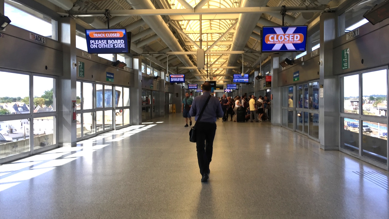 AirTrain JFK train at the Jamaica Station platform in New York