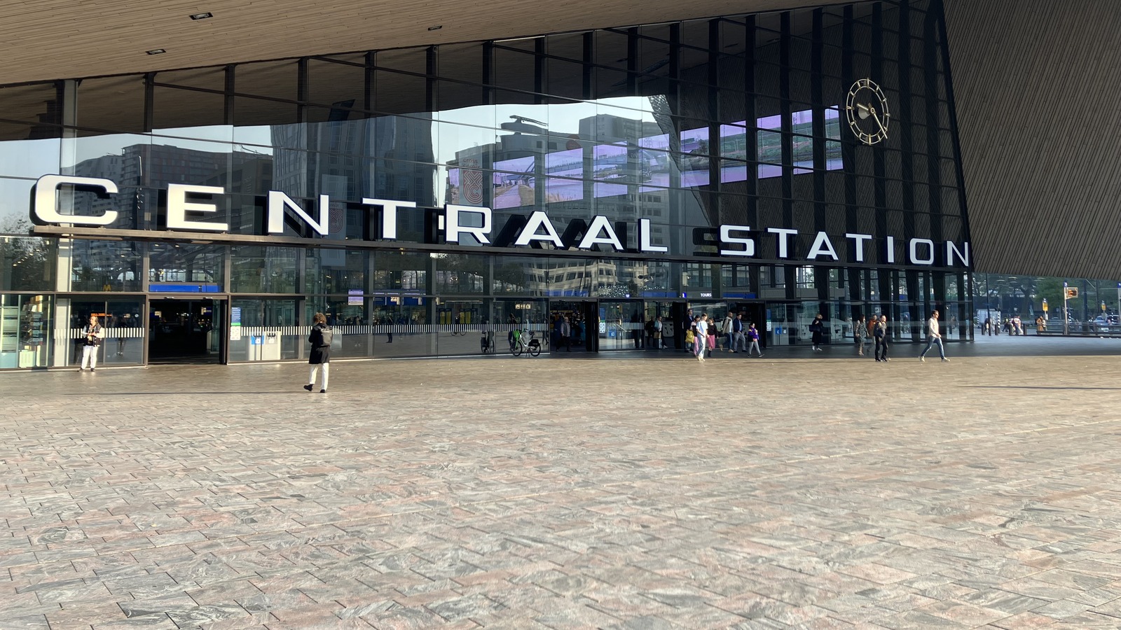 Rotterdam Centraal station entrance on September 19, 2024, before the rail fire