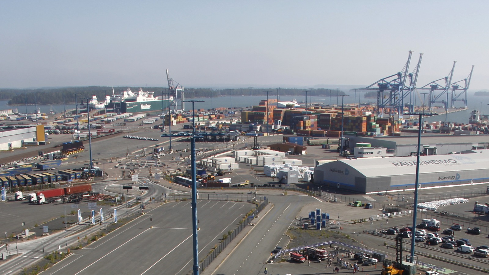 Archival August 2022 photograph of Vuosaari Harbour in Helsinki; not the future joint route's vessel