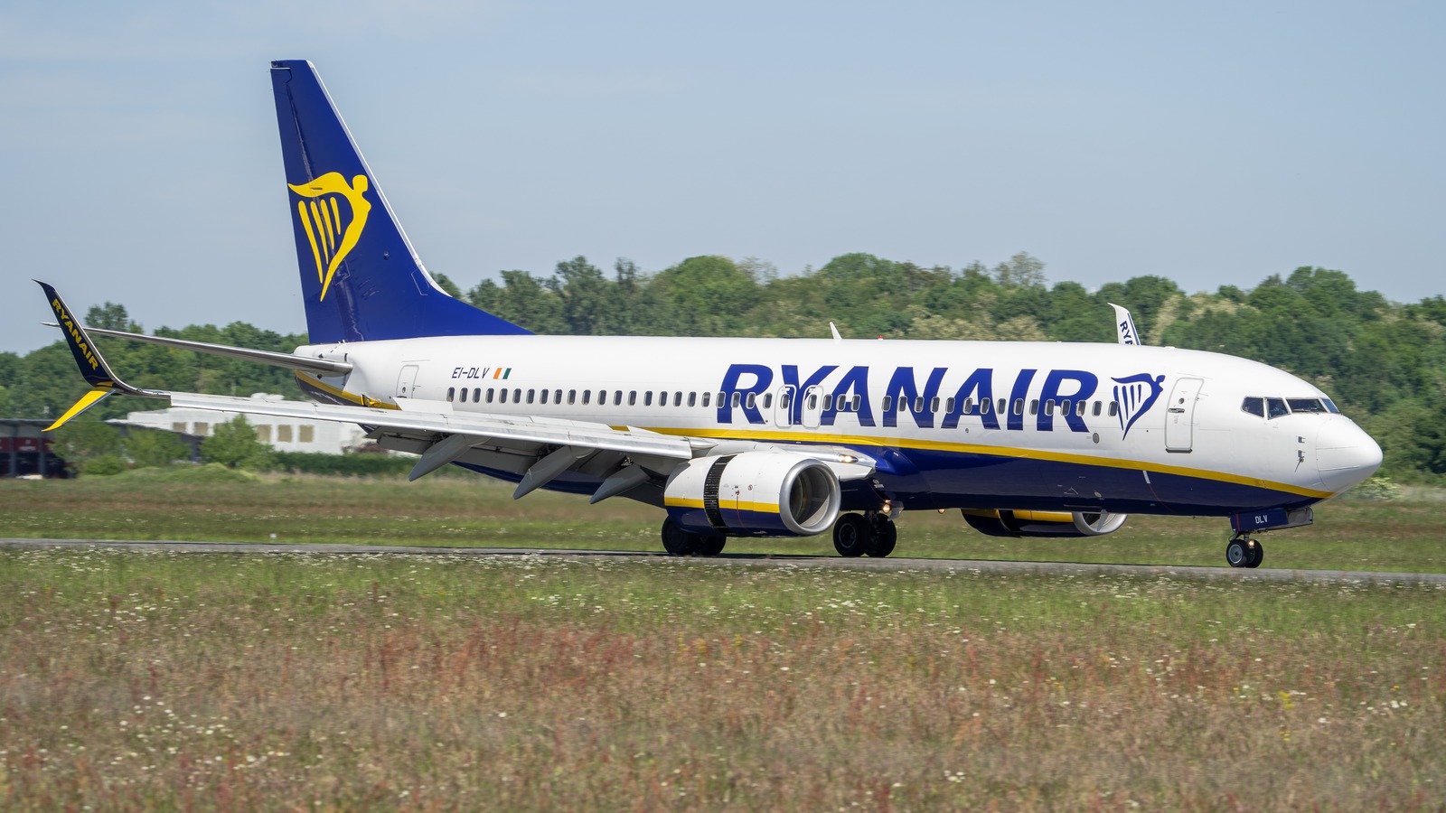 Ryanair Boeing 737-800 aircraft in Ryanair livery on the ground after landing