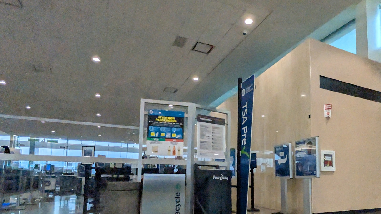The marked PreCheck entrance to the security checkpoint inside Tulsa International Airport