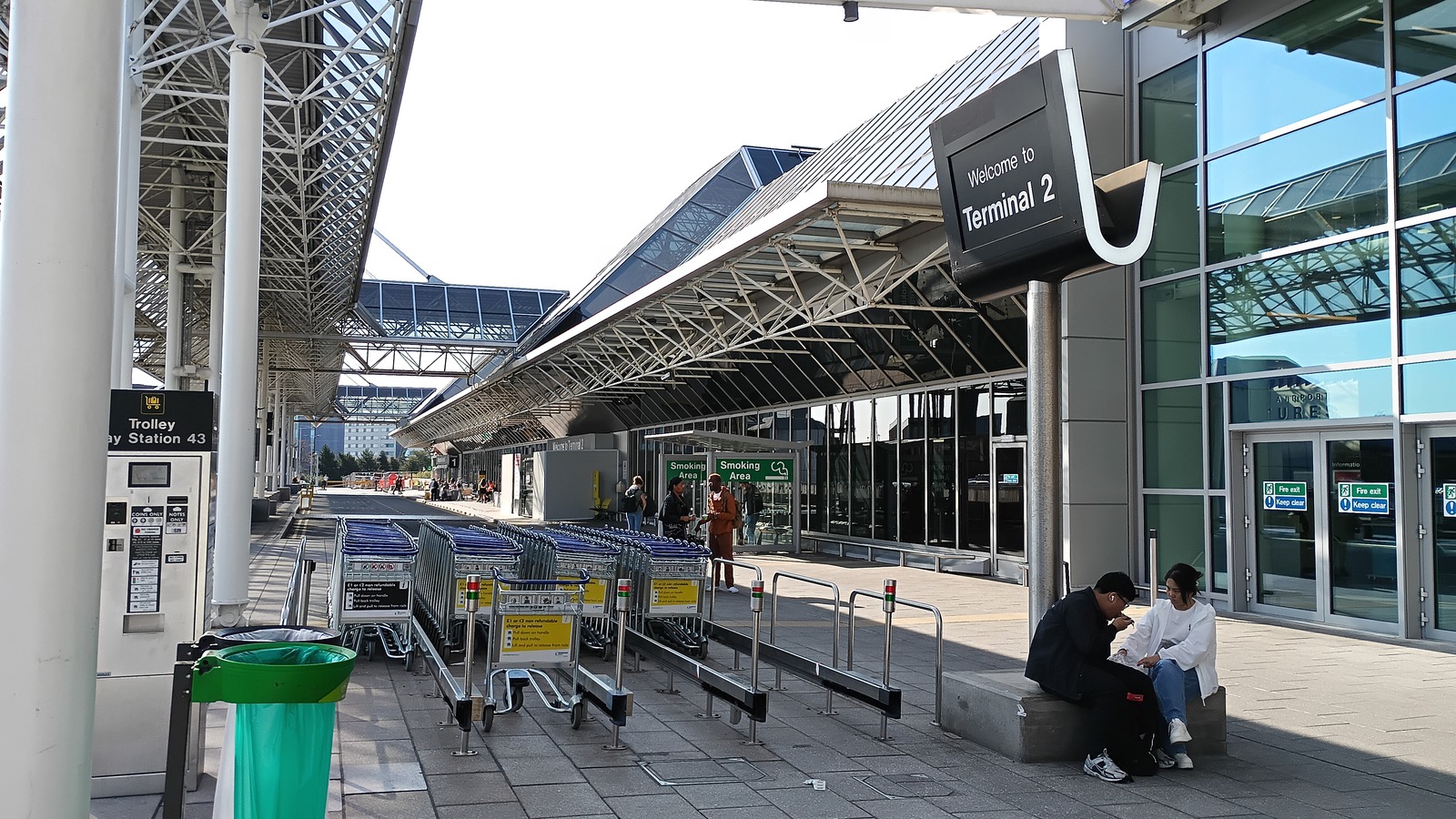 Exterior of Terminal 2 at Manchester Airport, England, photographed in daylight