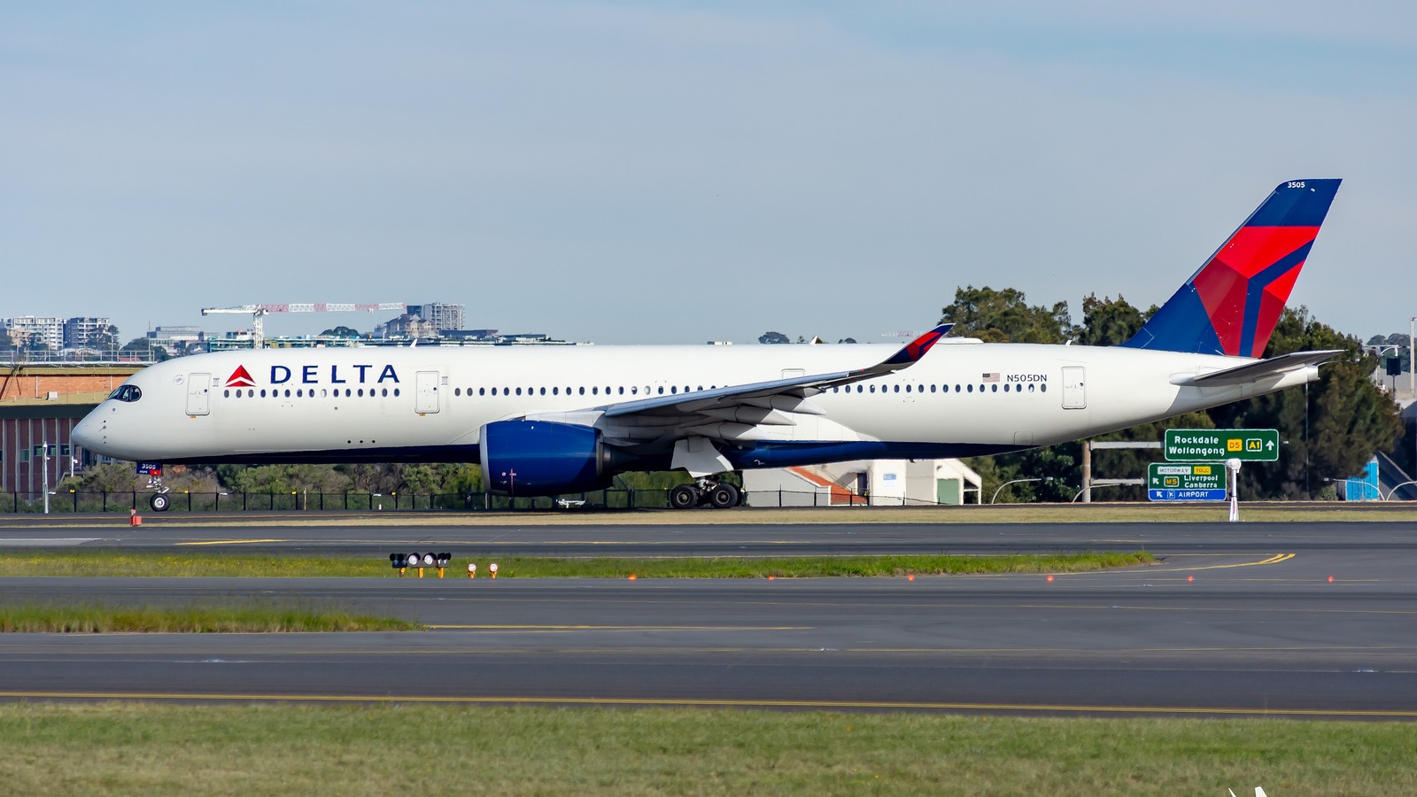 A Delta Air Lines Airbus A350 on the taxiway in a June 2022 file photo