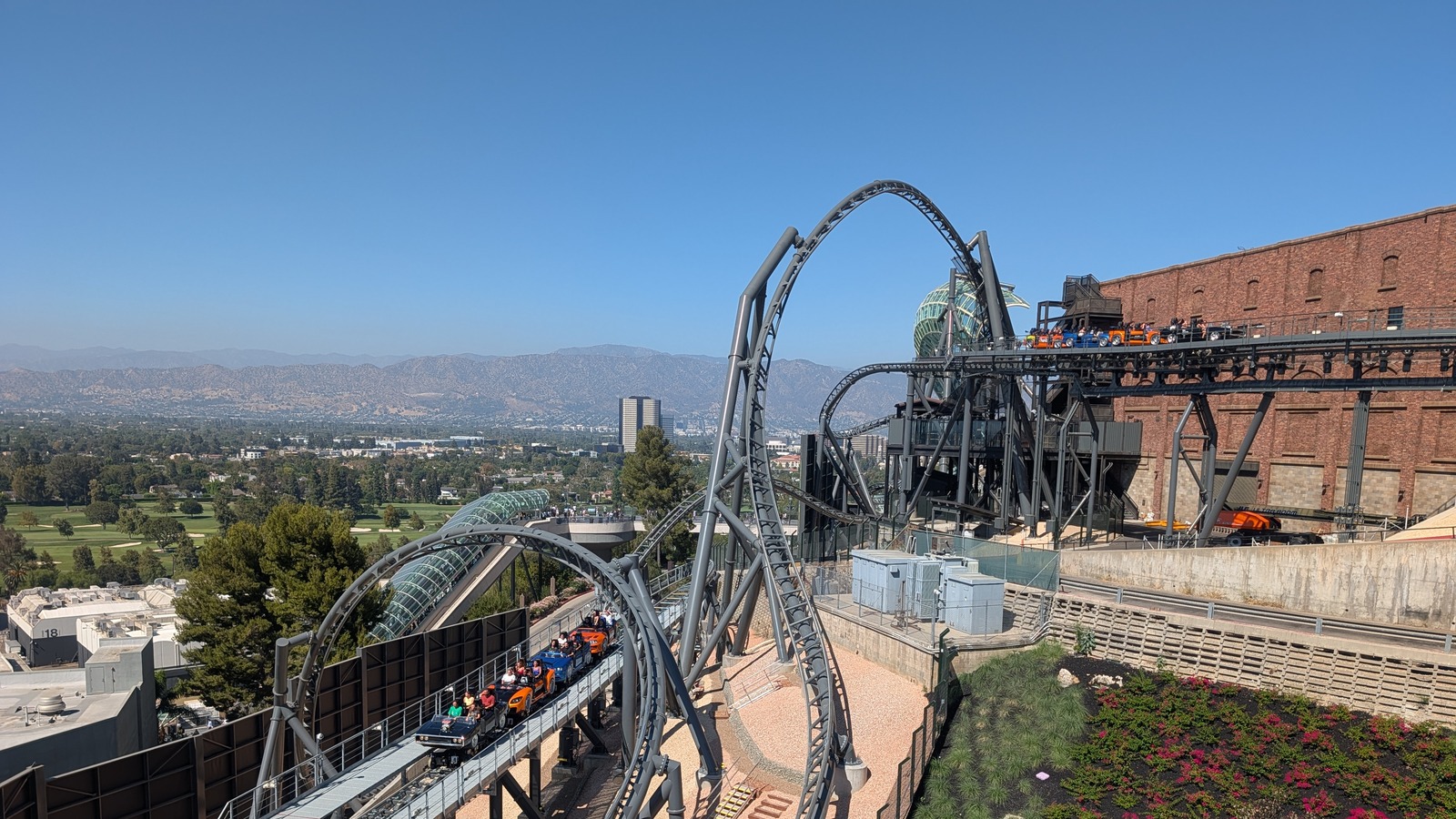 Hollywood Drift coaster and viewing area at Universal Studios Hollywood in July2026, historical daylight context not the Halloween Horror Nights ticket product