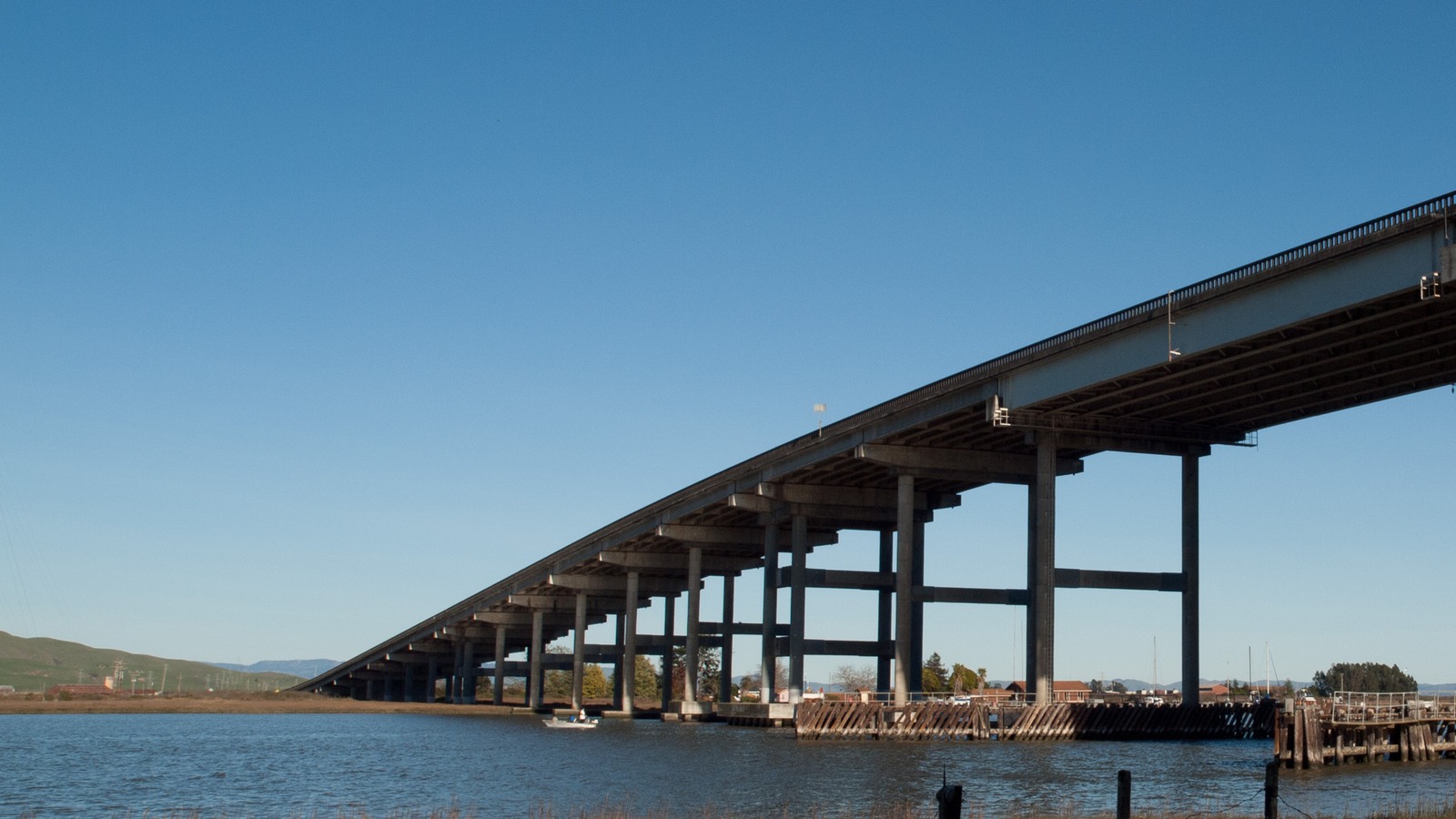 State Route 37 highway bridge crossing the Petaluma River between Marin and Sonoma counties