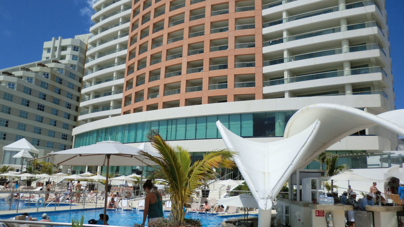 Exterior view of the Beach Palace hotel in Cancun