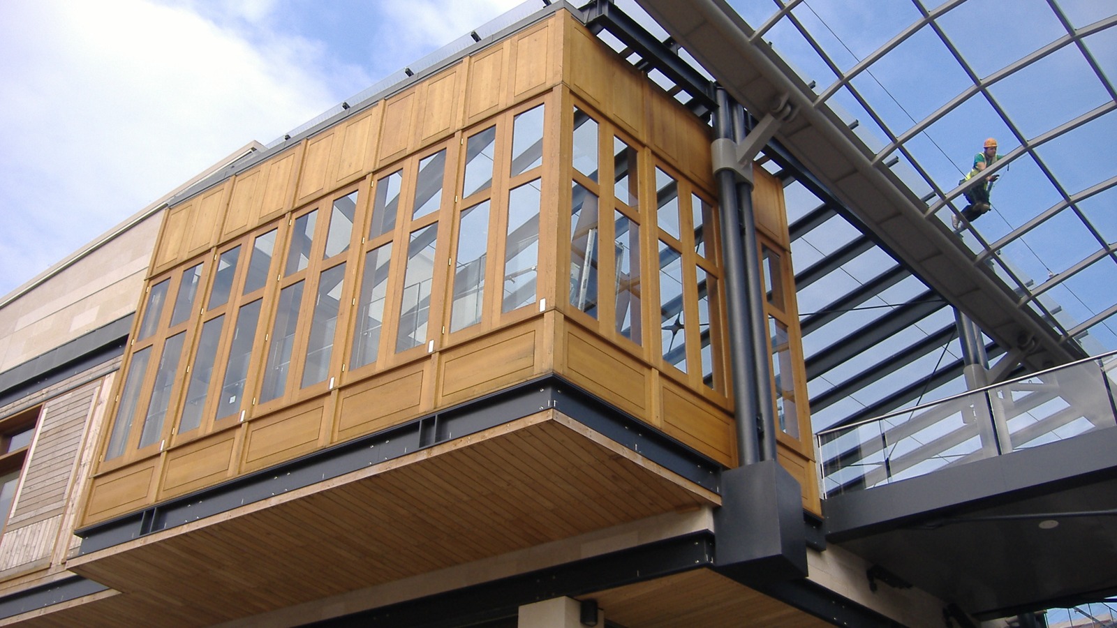 Street-level entrance to the Cabot Circus retail district in Bristol, England, in daylight
