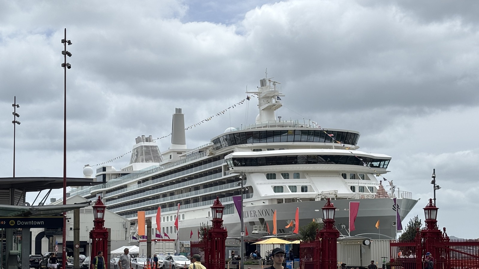 Archival December 2025 photograph of Silversea Silver Nova docked at Queens Wharf in Auckland