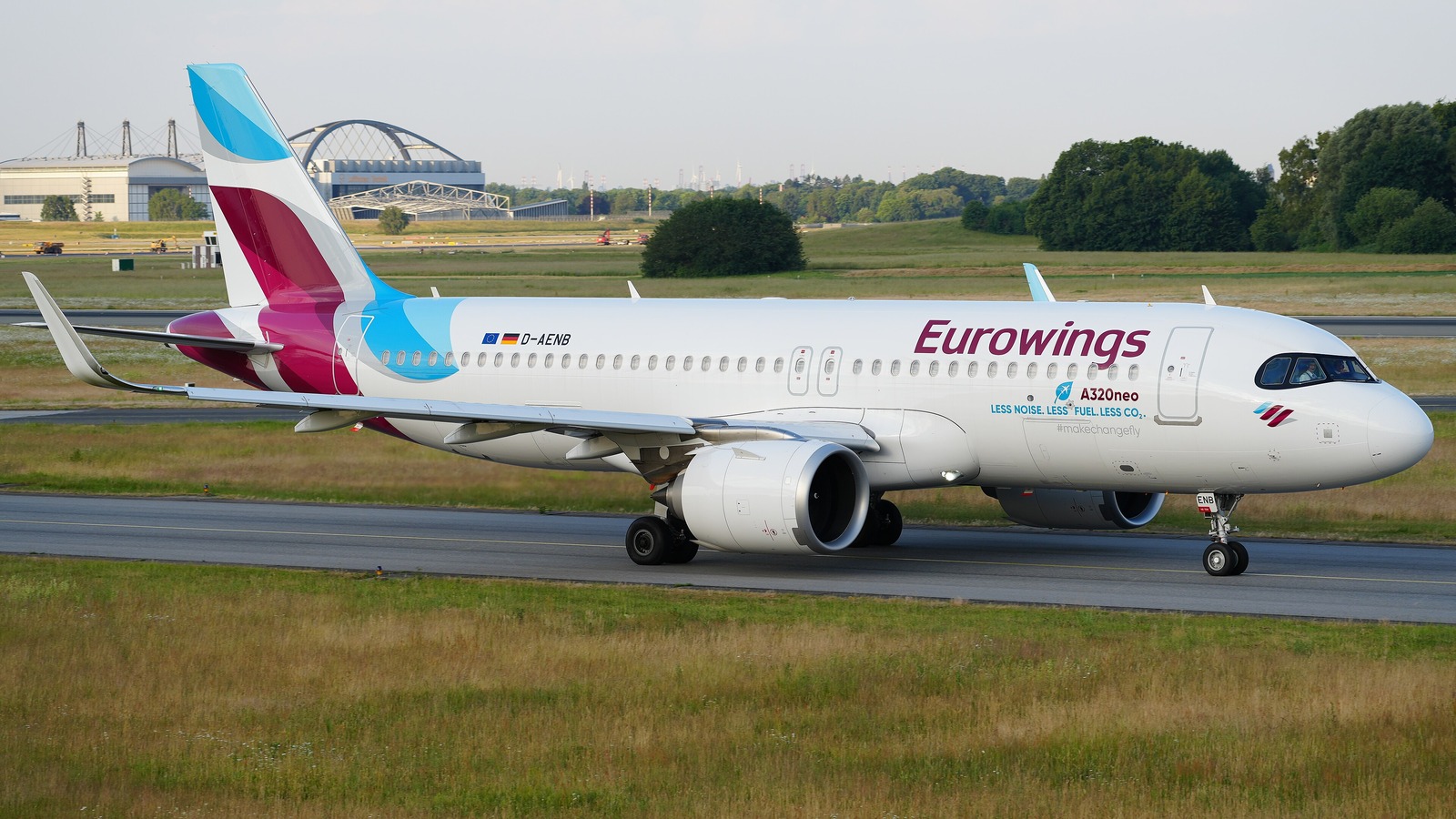 Eurowings Airbus A320neo D-AENB taxiing at Hamburg Airport