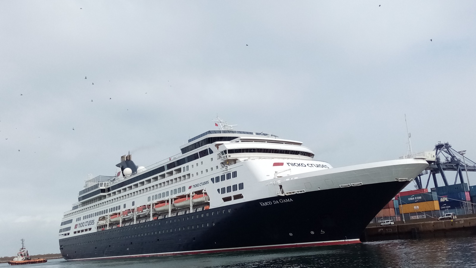 Vasco da Gama cruise ship in Nicko Cruises livery docked at Casablanca