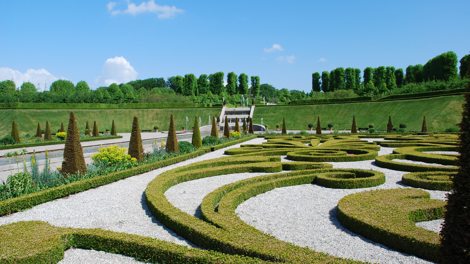 Formal Baroque Garden parterre at Frederiksborg Castle in Hillerød