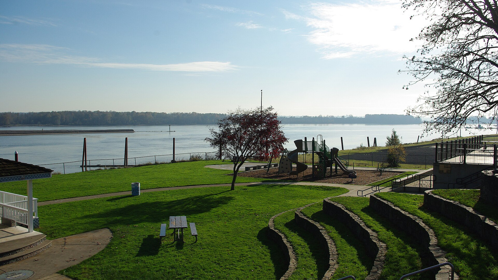 Public boat dock and riverfront in St. Helens