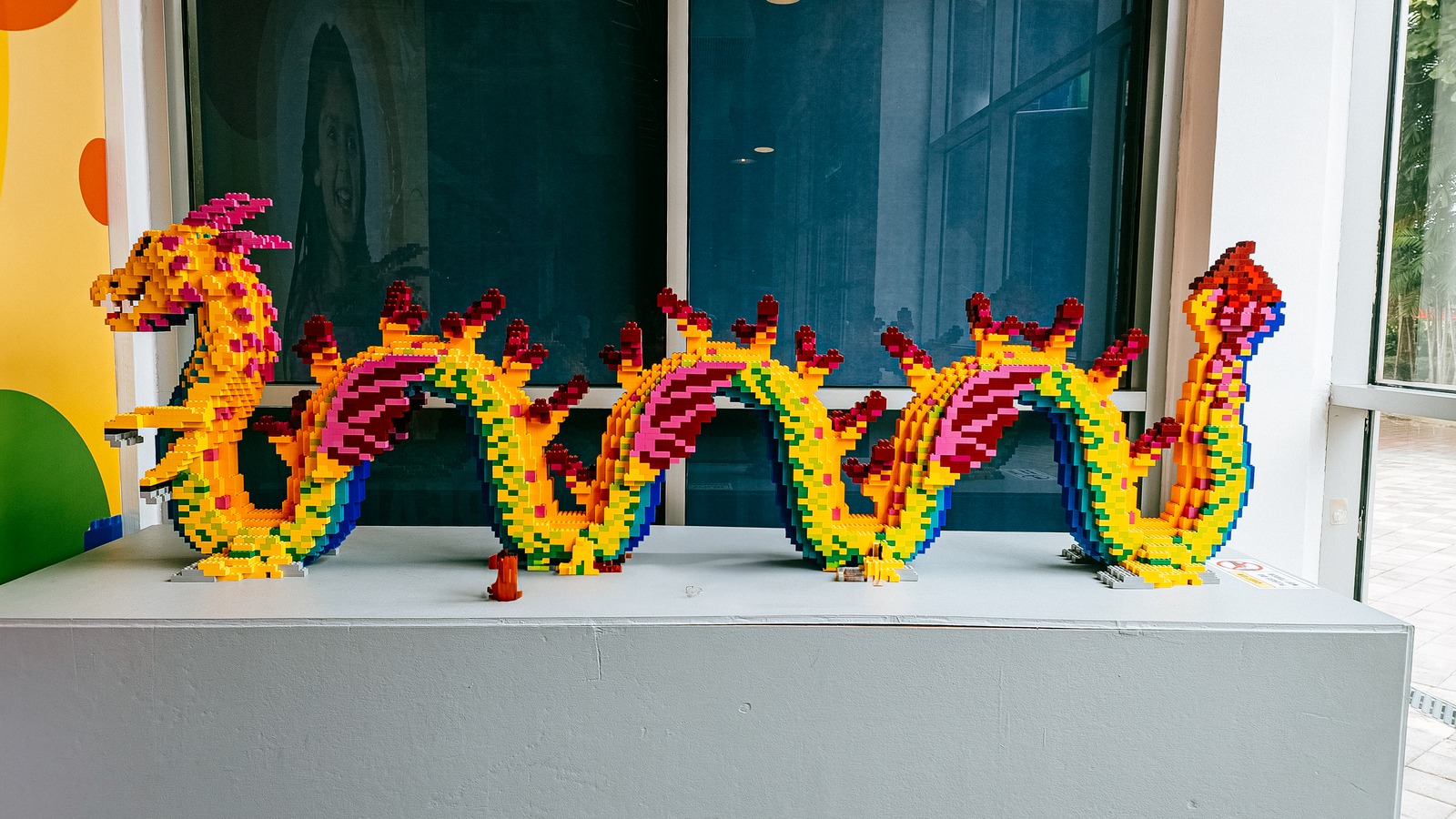 A LEGO dragon model in an indoor display at LEGOLAND Malaysia