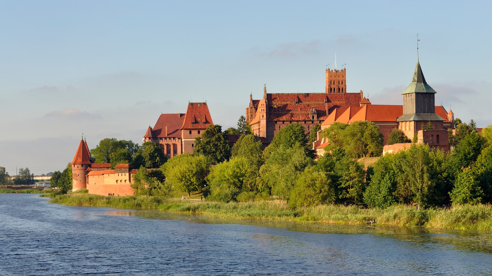 Malbork Castle brick complex beside the Nogat river in Poland