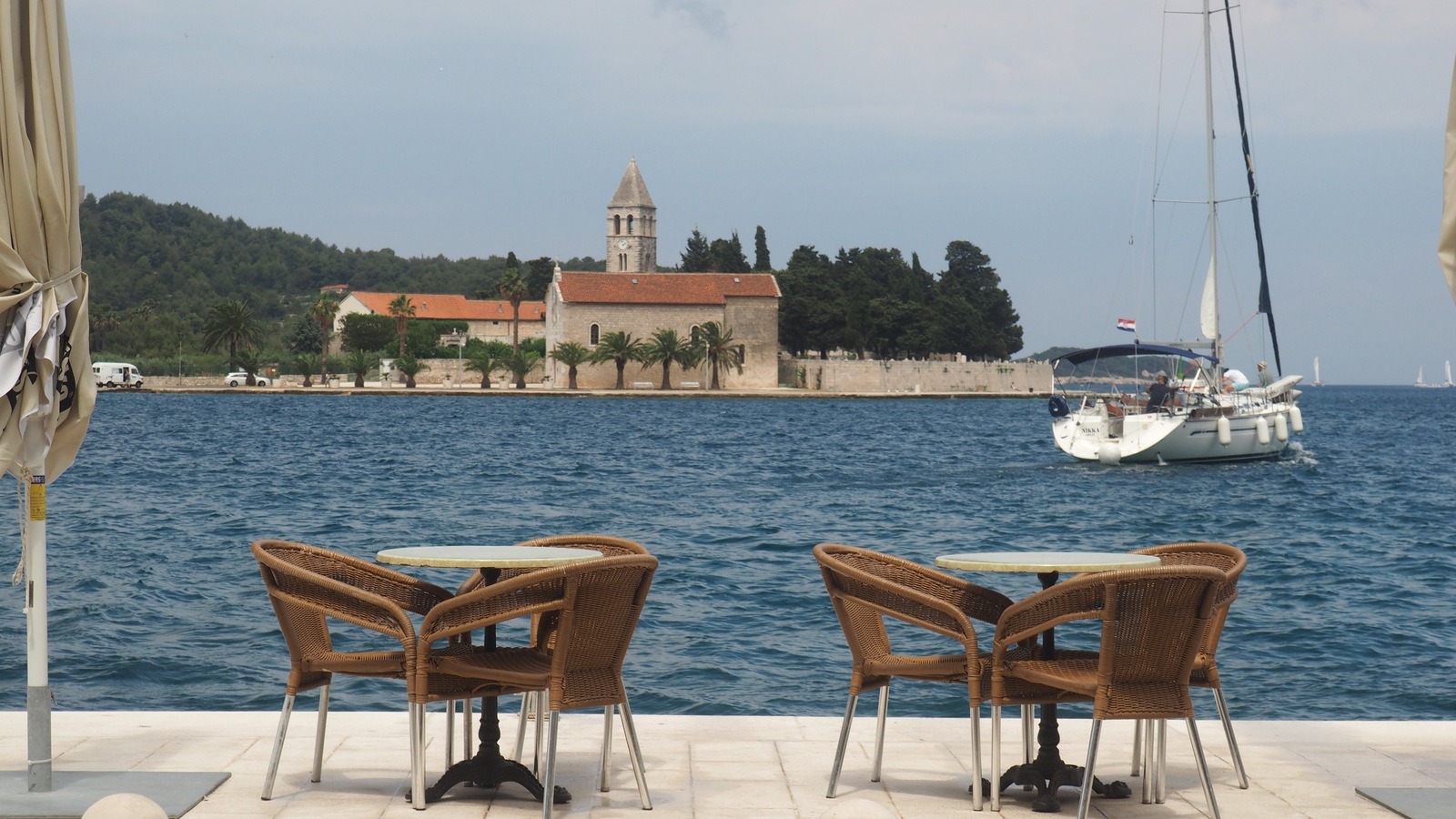Waterfront and church across the bay in Vis town