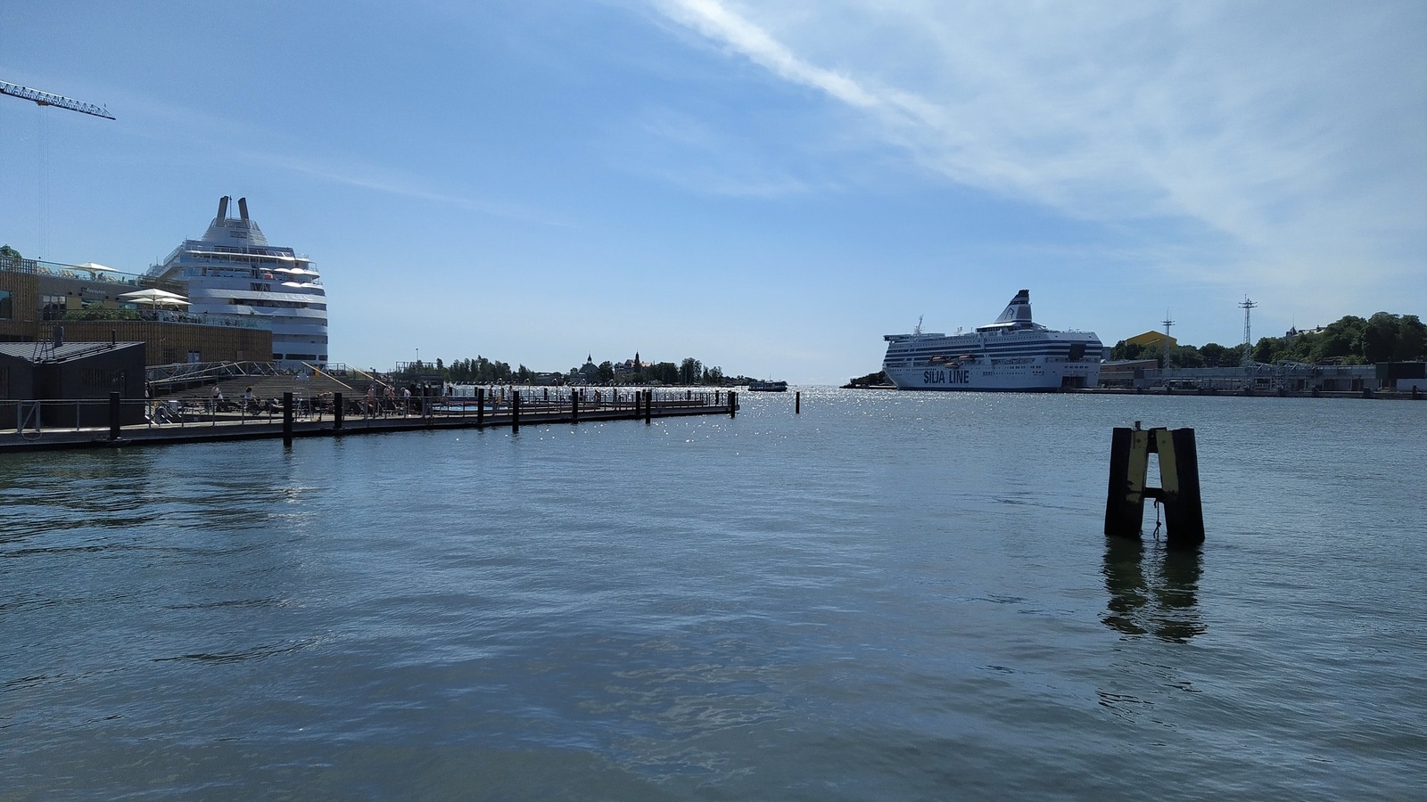 Helsinki waterfront and passenger ships in summer 2022